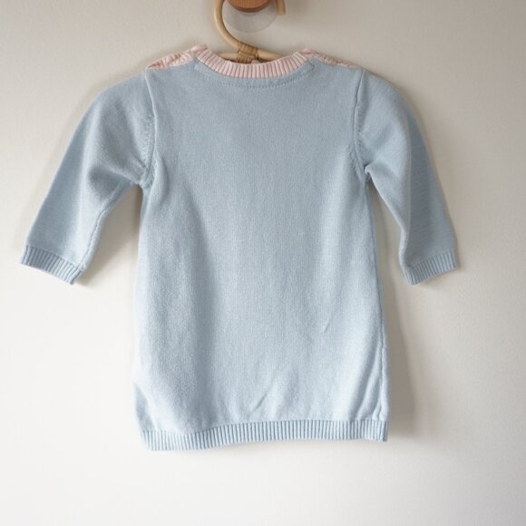 Marks & Spencer Knit Embroidered Bunny Sweater Dress Light Blue Baby Sz 9m - Picture 5 of 9